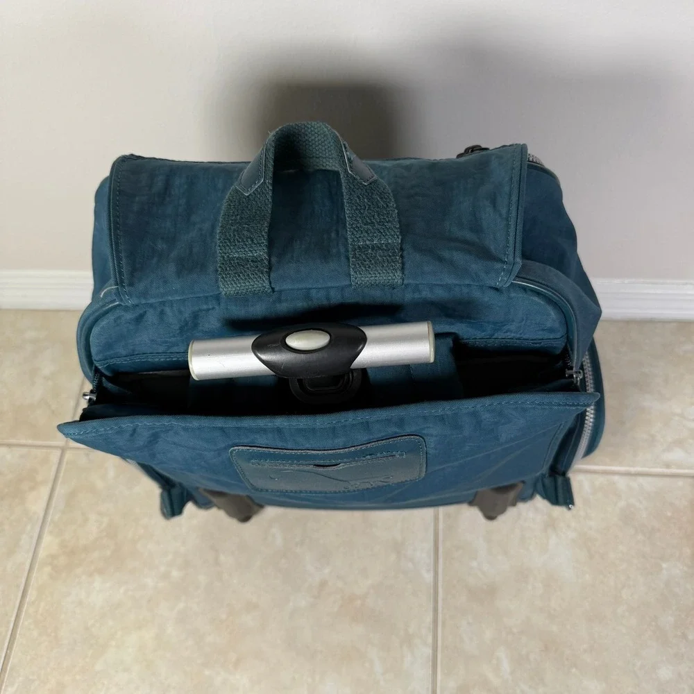 Kipling Alcatraz Rolling Backpack Unisex Large Teal Blue Convertible Laptop Bag